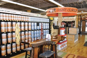 Bright colors and high-end finishes give North Meridian Hardware the look and feel of an upscale specialty shop.