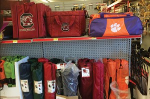 Portable chairs are a popular product for the tailgating crowd. They can feature university logos or school colors.