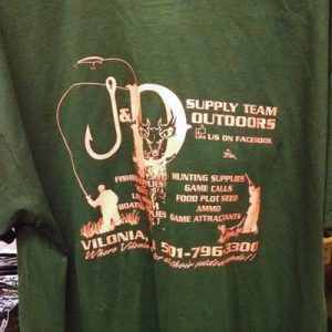 Putting your store logo on T-shirts for your customers, as J & D Supply did here, is an easy way to ensure your logo is seen around town.