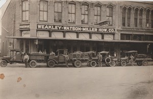 Here is a photo of the store front and the delivery vehicles at Weakley-Watson in 1925.