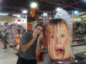 In this photo, NRHA's Tom Marcum poses next to a cut out image of the character Kevin from the movie Home Alone.