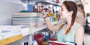 picking out school supplies