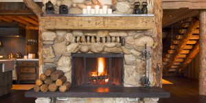 rustic fireplace