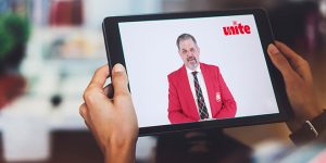Kevin McNab of Home Hardware on a tablet screen
